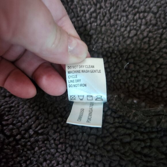 Calvin Klein Coat Mens Size XL Brown Button Up Polyester Faux Sherpa Lining - Picture 10 of 10